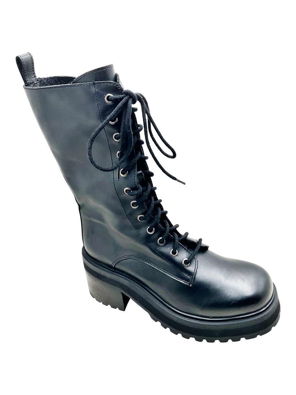 🆕{Steve Madden} Jupiter Leather Lace-Up Platform Combat Boots